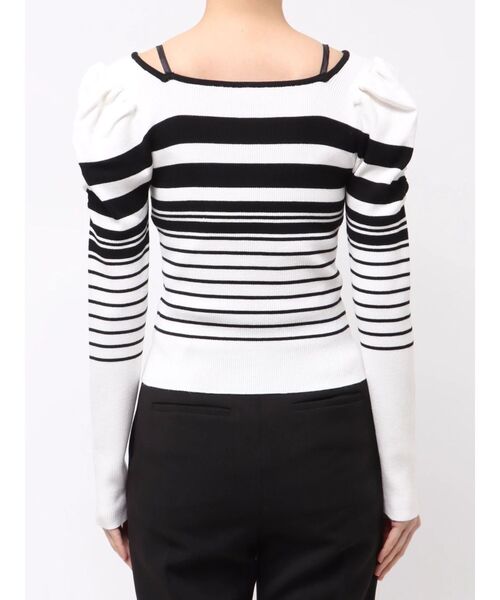 MERCURYDUO（マーキュリーデュオ）の「サイドビジューボタンパフスリーブニット（ニット/セーター・レディース・フレッシュイエロー/その他1/ネイビー・FREE）」の11枚目の写真