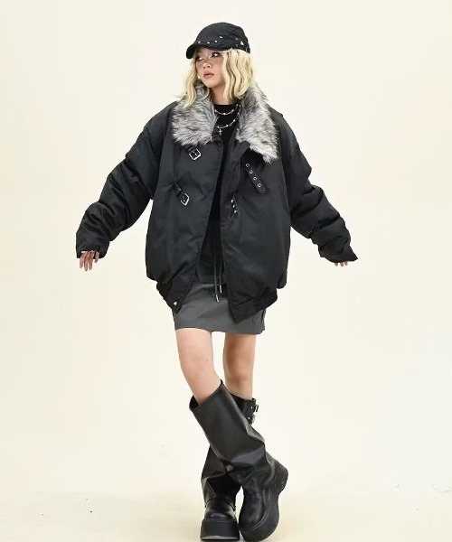 UP START(アップスタート)の「【LAMPOON】ベルテッドファーブルゾン(ブルゾン・レディース・ブラック・LARGE/MEDIUM)」の2枚目の写真