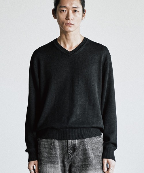 WYM LIDNM(ウィム バイ リドム)の「SILK BLEND V-NECK KNIT(ニット/セーター・メンズ・オフホワイト/アッシュブラウン/レッド/チャコール・S/L/M)」の13枚目の写真