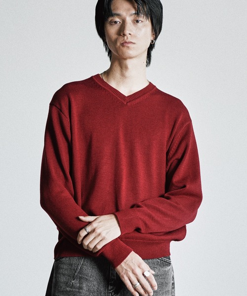 WYM LIDNM(ウィム バイ リドム)の「SILK BLEND V-NECK KNIT(ニット/セーター・メンズ・オフホワイト/アッシュブラウン/レッド/チャコール・S/L/M)」の12枚目の写真