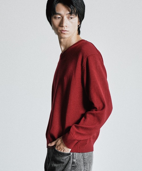 WYM LIDNM(ウィム バイ リドム)の「SILK BLEND V-NECK KNIT(ニット/セーター・メンズ・オフホワイト/アッシュブラウン/レッド/チャコール・S/L/M)」の20枚目の写真