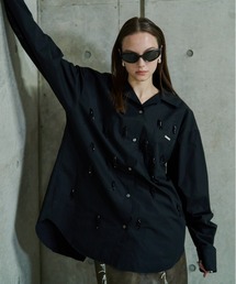 JOSEMOON SATIN STRIPE SHIRT/ジョゼムーンサテンストライプシャツ
