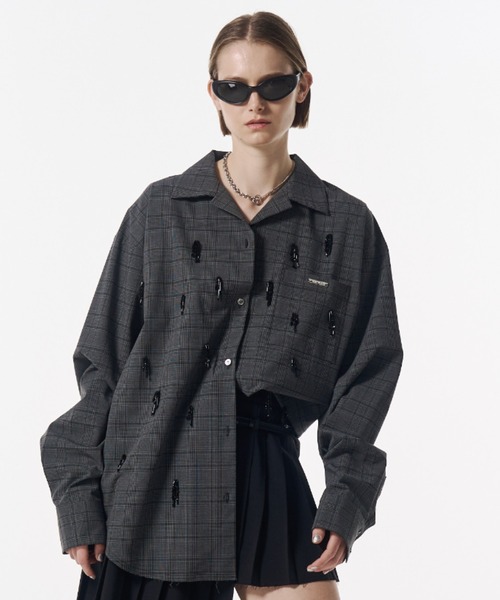 JOSE MOON(ジョゼムーン)の「PAJAMAS BIJOU SHIRT/パジャマビジューシャツ(シャツ/ブラウス・レディース・その他/ブラック/ホワイト・FREE)」の4枚目の写真