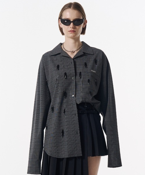 JOSE MOON(ジョゼムーン)の「PAJAMAS BIJOU SHIRT/パジャマビジューシャツ(シャツ/ブラウス・レディース・その他/ブラック/ホワイト・FREE)」の5枚目の写真