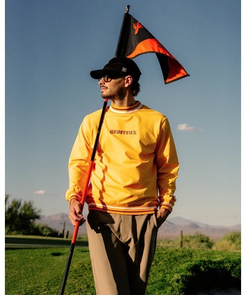 DEVEREUX GOLF(デヴァローゴルフ)の「DeadMan Running ストライプリブモック(Tシャツ/カットソー・メンズ・イエロー/グリーン・MEDIUM/SMALL/LARGE)」の8枚目の写真