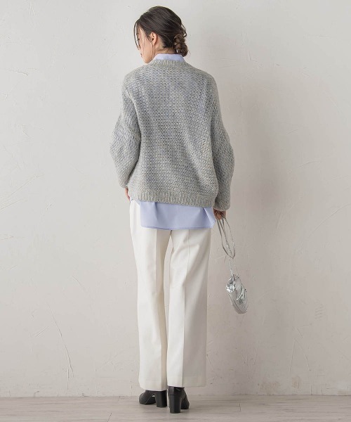 Droite lautreamont(ドロワットロートレアモン)の「【WEB限定】モヘヤラメVネックショートプルオーバー≪手洗い可能≫(ニット/セーター・レディース・オフホワイト/ライトグレー・M)」の10枚目の写真