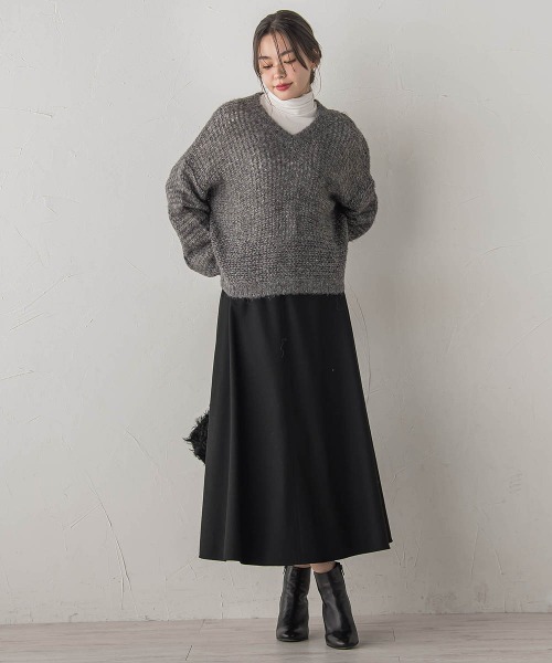 Droite lautreamont(ドロワットロートレアモン)の「【WEB限定】モヘヤラメVネックショートプルオーバー≪手洗い可能≫(ニット/セーター・レディース・オフホワイト/ライトグレー・M)」の20枚目の写真