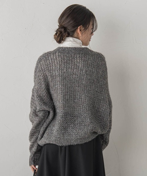 Droite lautreamont(ドロワットロートレアモン)の「【WEB限定】モヘヤラメVネックショートプルオーバー≪手洗い可能≫(ニット/セーター・レディース・オフホワイト/ライトグレー・M)」の15枚目の写真