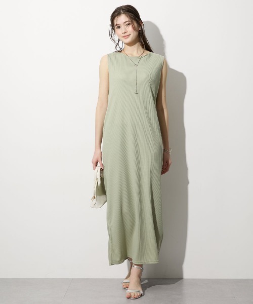 slattgir（スラットジール）の「高身長　綿100％ドライワッフルノースリーブワンピース（トールサイズ）（ワンピース・レディース・ライトカーキ/チャコールグレー/ブラック・T3L/TLL/TL/TM/T5L/T4L）」の3枚目の写真