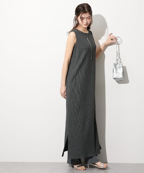 slattgir（スラットジール）の「高身長　綿100％ドライワッフルノースリーブワンピース（トールサイズ）（ワンピース・レディース・ライトカーキ/チャコールグレー/ブラック・T3L/TLL/TL/TM/T5L/T4L）」の6枚目の写真