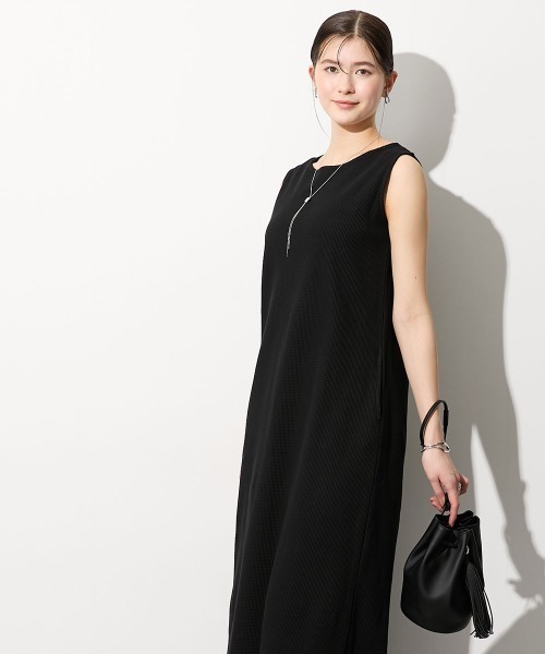 slattgir（スラットジール）の「高身長　綿100％ドライワッフルノースリーブワンピース（トールサイズ）（ワンピース・レディース・ライトカーキ/チャコールグレー/ブラック・T3L/TLL/TL/TM/T5L/T4L）」の8枚目の写真