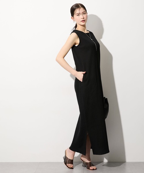 slattgir（スラットジール）の「高身長　綿100％ドライワッフルノースリーブワンピース（トールサイズ）（ワンピース・レディース・ライトカーキ/チャコールグレー/ブラック・T3L/TLL/TL/TM/T5L/T4L）」の9枚目の写真