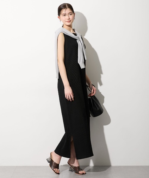 slattgir（スラットジール）の「高身長　綿100％ドライワッフルノースリーブワンピース（トールサイズ）（ワンピース・レディース・ライトカーキ/チャコールグレー/ブラック・T3L/TLL/TL/TM/T5L/T4L）」の10枚目の写真