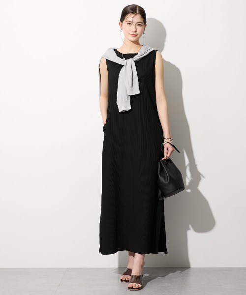 slattgir（スラットジール）の「高身長　綿100％ドライワッフルノースリーブワンピース（トールサイズ）（ワンピース・レディース・ライトカーキ/チャコールグレー/ブラック・T3L/TLL/TL/TM/T5L/T4L）」の11枚目の写真