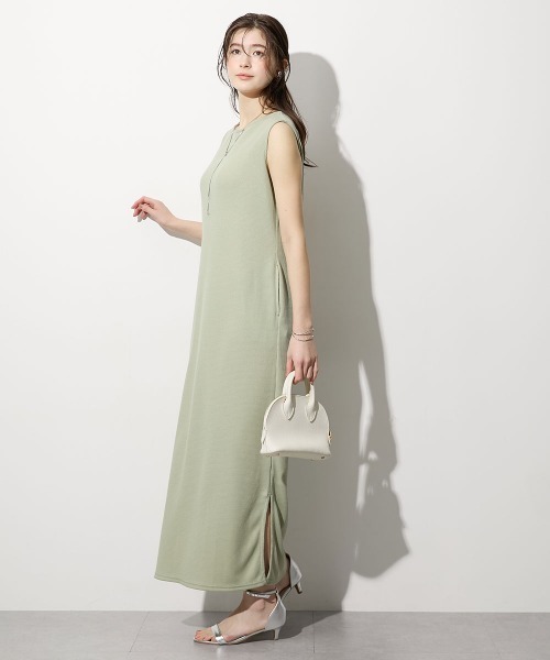 slattgir（スラットジール）の「高身長　綿100％ドライワッフルノースリーブワンピース（トールサイズ）（ワンピース・レディース・ライトカーキ/チャコールグレー/ブラック・T3L/TLL/TL/TM/T5L/T4L）」の12枚目の写真