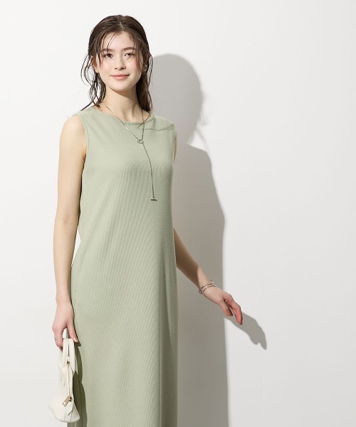 slattgir（スラットジール）の「高身長　綿100％ドライワッフルノースリーブワンピース（トールサイズ）（ワンピース・レディース・ライトカーキ/チャコールグレー/ブラック・T3L/TLL/TL/TM/T5L/T4L）」の14枚目の写真