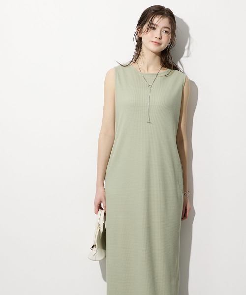 slattgir（スラットジール）の「高身長　綿100％ドライワッフルノースリーブワンピース（トールサイズ）（ワンピース・レディース・ライトカーキ/チャコールグレー/ブラック・T3L/TLL/TL/TM/T5L/T4L）」の16枚目の写真