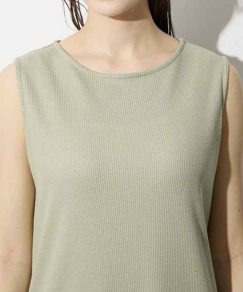 slattgir（スラットジール）の「高身長　綿100％ドライワッフルノースリーブワンピース（トールサイズ）（ワンピース・レディース・ライトカーキ/チャコールグレー/ブラック・T3L/TLL/TL/TM/T5L/T4L）」の19枚目の写真