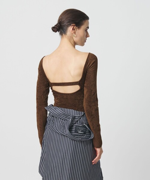 H　BEAUTY&YOUTH UNITED ARROWS（エイチビューティーアンドユースユナイテッドアローズ）の「＜H＞モールヤーン スクエアネックニット（ニット/セーター・レディース・ダークブラウン・FREE）」の2枚目の写真