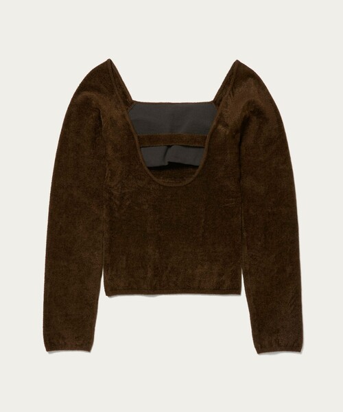 H　BEAUTY&YOUTH UNITED ARROWS（エイチビューティーアンドユースユナイテッドアローズ）の「＜H＞モールヤーン スクエアネックニット（ニット/セーター・レディース・ダークブラウン・FREE）」の6枚目の写真