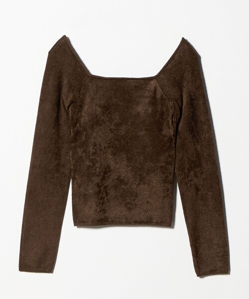 H　BEAUTY&YOUTH UNITED ARROWS（エイチビューティーアンドユースユナイテッドアローズ）の「＜H＞モールヤーン スクエアネックニット（ニット/セーター・レディース・ダークブラウン・FREE）」の10枚目の写真