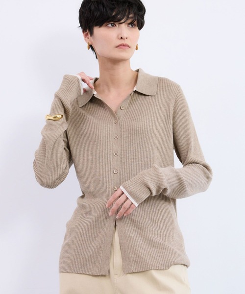 BARNYARDSTORM（バンヤードストーム）の「BARNYARDSTORM / シルクコンソフトリブニット / ハンドウォッシャブル（ニット/セーター・レディース・ネイビー/ベージュ/グレー・FREE）」の22枚目の写真