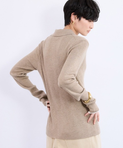 BARNYARDSTORM（バンヤードストーム）の「BARNYARDSTORM / シルクコンソフトリブニット / ハンドウォッシャブル（ニット/セーター・レディース・ネイビー/ベージュ/グレー・FREE）」の11枚目の写真