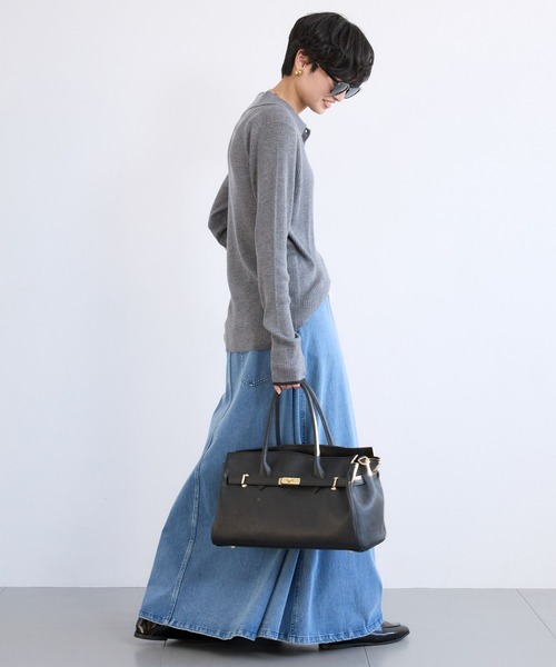 BARNYARDSTORM（バンヤードストーム）の「BARNYARDSTORM / シルクコンソフトリブニット / ハンドウォッシャブル（ニット/セーター・レディース・ネイビー/ベージュ/グレー・FREE）」の21枚目の写真