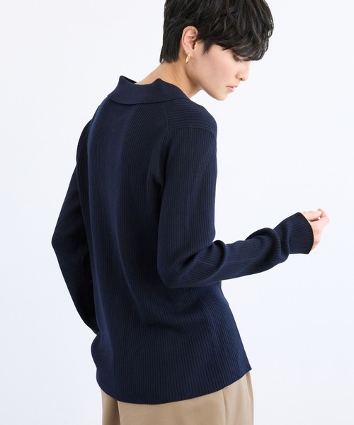 BARNYARDSTORM（バンヤードストーム）の「BARNYARDSTORM / シルクコンソフトリブニット / ハンドウォッシャブル（ニット/セーター・レディース・ネイビー/ベージュ/グレー・FREE）」の13枚目の写真