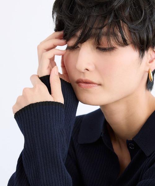 BARNYARDSTORM（バンヤードストーム）の「BARNYARDSTORM / シルクコンソフトリブニット / ハンドウォッシャブル（ニット/セーター・レディース・ネイビー/ベージュ/グレー・FREE）」の14枚目の写真