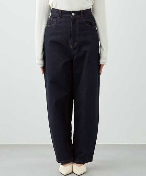 ラメコクーンデニムパンツ 【低身長・小柄女性】（デニムパンツ