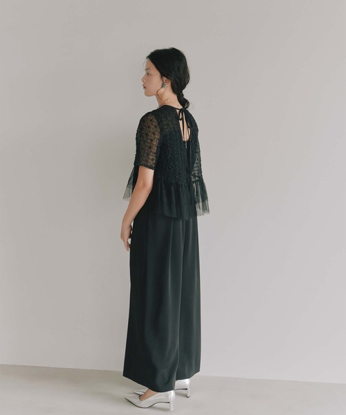 kaene（カエン）の「フルールチュールオールインワン【結婚式 二次会 同窓会 成人式 パーティードレス】（パンツドレス・レディース・ブラック・S/M）」の3枚目の写真