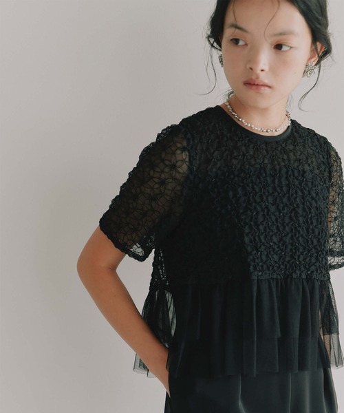 kaene（カエン）の「フルールチュールオールインワン【結婚式 二次会 同窓会 成人式 パーティードレス】（パンツドレス・レディース・ブラック・S/M）」の7枚目の写真