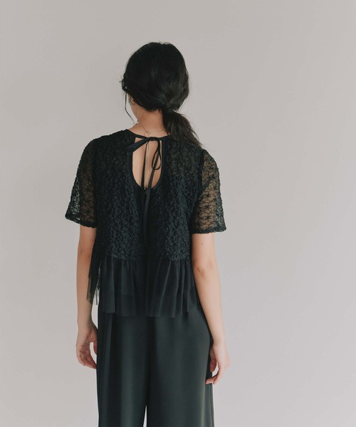 kaene（カエン）の「フルールチュールオールインワン【結婚式 二次会 同窓会 成人式 パーティードレス】（パンツドレス・レディース・ブラック・S/M）」の8枚目の写真