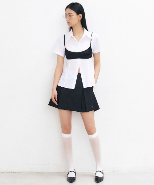 CITYBREEZE(シティブリーズ)の「プリーツステッチ配色ミニスカート_BLACK(スカート・レディース・ブラック・S/M)」の2枚目の写真