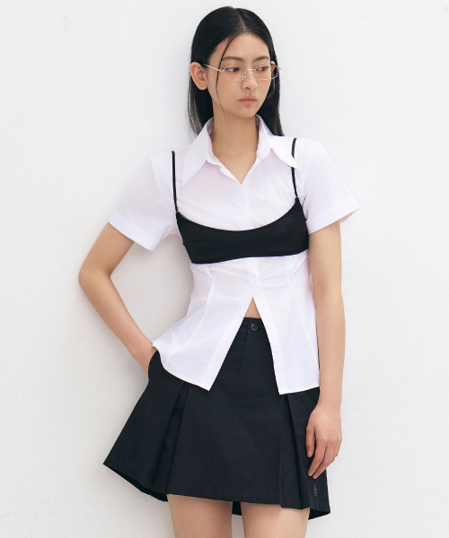 CITYBREEZE(シティブリーズ)の「プリーツステッチ配色ミニスカート_BLACK(スカート・レディース・ブラック・S/M)」の3枚目の写真
