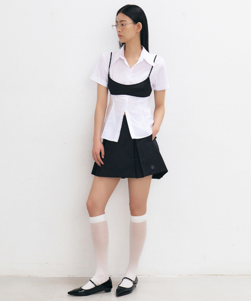 CITYBREEZE(シティブリーズ)の「プリーツステッチ配色ミニスカート_BLACK(スカート・レディース・ブラック・S/M)」の4枚目の写真