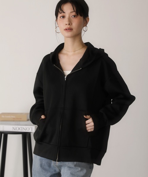 shetila(シェティラ)の「大人の抜け感を演出。カットダンボールWジップフードパーカー(パーカー・レディース・ブラック/グレー/ブラウン/ネイビー・M)」の1枚目の写真