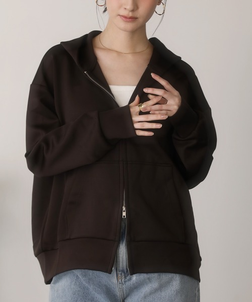 shetila(シェティラ)の「大人の抜け感を演出。カットダンボールWジップフードパーカー(パーカー・レディース・ブラック/グレー/ブラウン/ネイビー・M)」の21枚目の写真