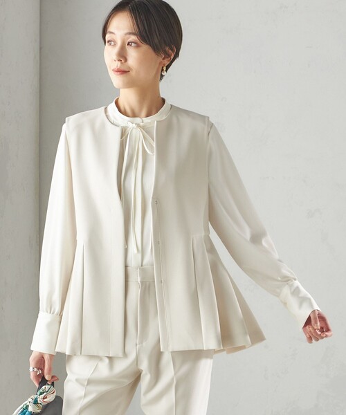 SHIPS（シップス）の「ダブル クロス ジレ オフホワイト（セレモニー対応可）（ベスト・レディース・オフホワイト・ONE SIZE）」の7枚目の写真