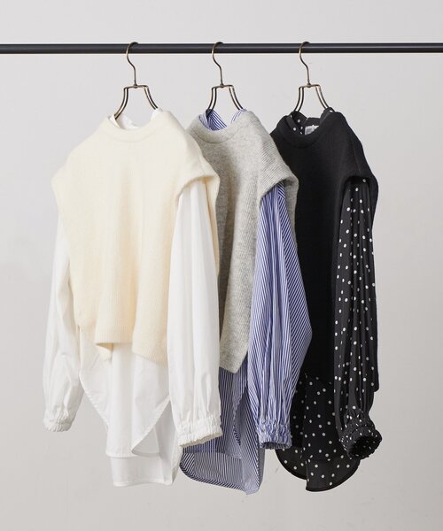 BEARDSLEY（ビアズリー）の「ジレセットシャツ（シャツ/ブラウス・レディース・ライトグレー/ブラック/オフホワイト・FREE）」の21枚目の写真