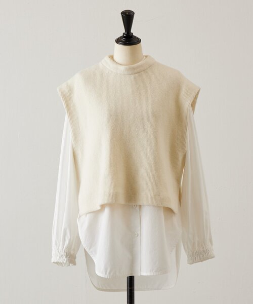 【24SS美品】BEARDSLEY ジレセットシャツ　ストライプ　ブラック 24SS美品】BEARDSLEY ジレセットシャツストライプブラック