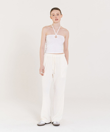 INJIACTIVE（インジアクティブ）の「セミワイドプリーツバンディングパンツ アイボリー（スウェットパンツ）」