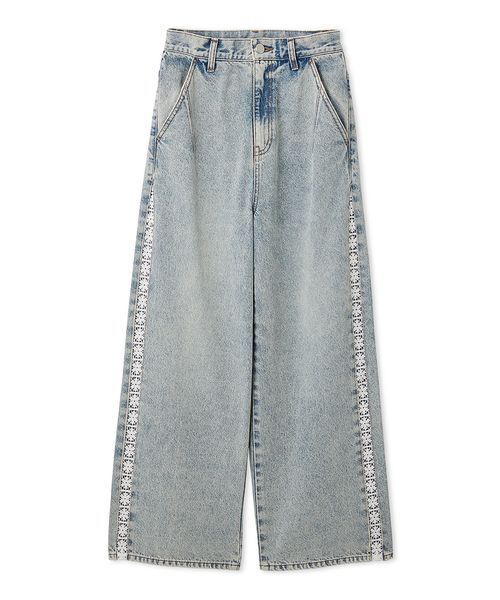 FRAY I.D（フレイアイディー）の「サイドラインワイドデニムパンツ（デニムパンツ・レディース・ブラック/ライトブルー/ブルー・0/1）」の4枚目の写真