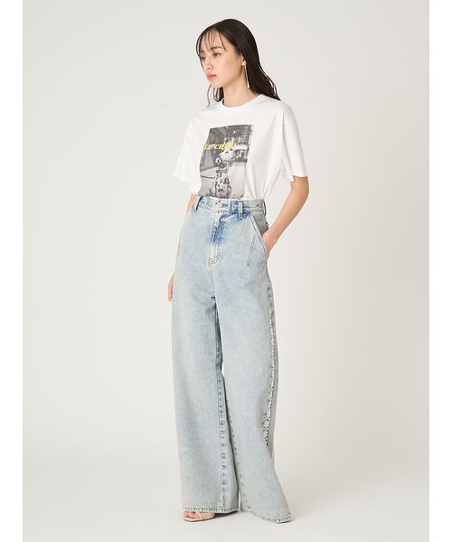 FRAY I.D（フレイアイディー）の「サイドラインワイドデニムパンツ（デニムパンツ・レディース・ブラック/ライトブルー/ブルー・0/1）」の15枚目の写真