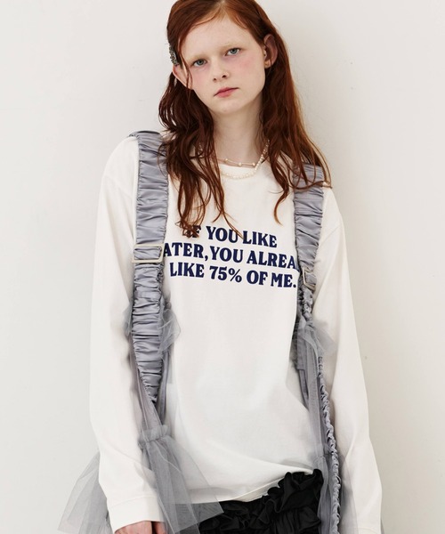J1U by LA BELLE ETUDE(ジユウバイラベルエチュード)の「IF YOU LIKE Long Tee(Tシャツ/カットソー・レディース・ブルー/チャコールグレー/レッド・0/1)」の2枚目の写真