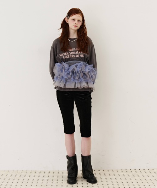 J1U by LA BELLE ETUDE(ジユウバイラベルエチュード)の「IF YOU LIKE Long Tee(Tシャツ/カットソー・レディース・ブルー/チャコールグレー/レッド・0/1)」の11枚目の写真