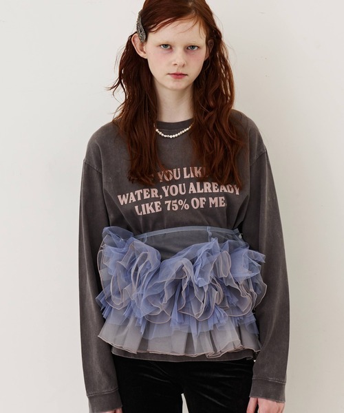 J1U by LA BELLE ETUDE(ジユウバイラベルエチュード)の「IF YOU LIKE Long Tee(Tシャツ/カットソー・レディース・ブルー/チャコールグレー/レッド・0/1)」の7枚目の写真