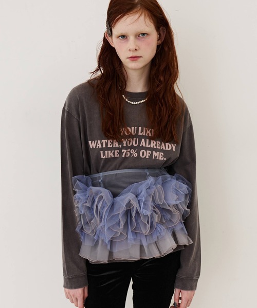 J1U by LA BELLE ETUDE(ジユウバイラベルエチュード)の「IF YOU LIKE Long Tee(Tシャツ/カットソー・レディース・ブルー/チャコールグレー/レッド・0/1)」の8枚目の写真