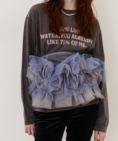 J1U by LA BELLE ETUDE(ジユウバイラベルエチュード)の「IF YOU LIKE Long Tee(Tシャツ/カットソー・レディース・ブルー/チャコールグレー/レッド・0/1)」の9枚目の写真